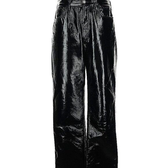 Agolde Recycled Leather 90's Pinch Waist Straight Leg Ankle Pants 27 in Detox - Picture 3 of 9